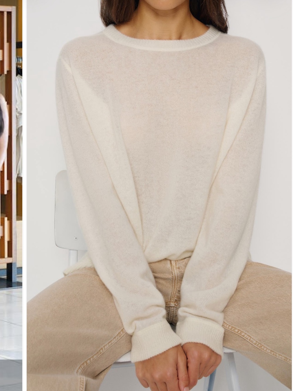 Reformation Cashmere Boyfriend Sweater in Gossamer